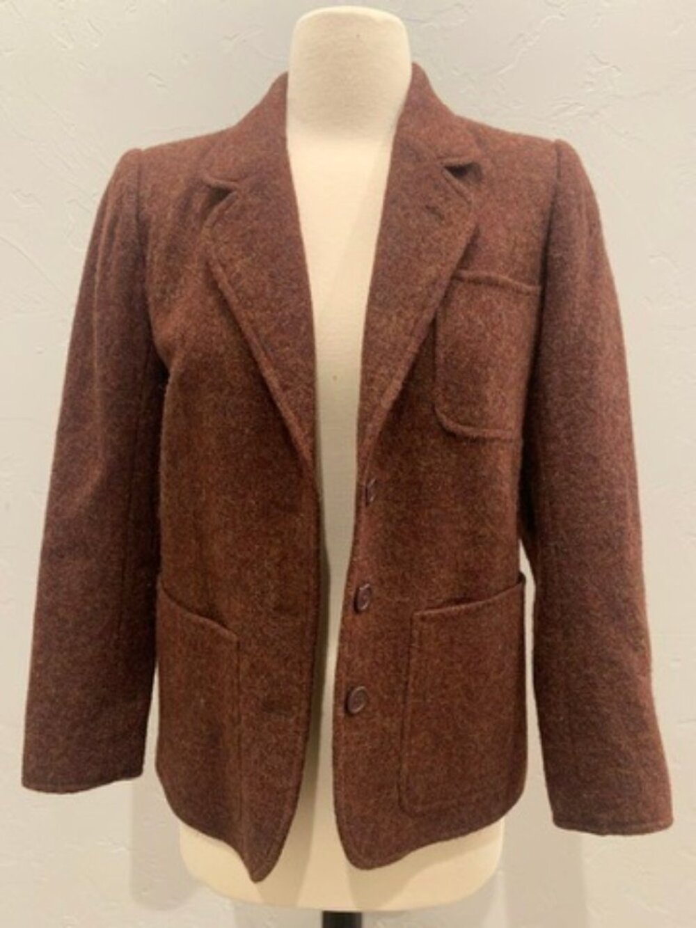 Vintage YSL Saint Laurent Rive Gauche Tweed Brown Blazer Size XS